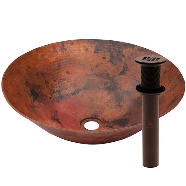 Novatto CATALONIA Copper Vessel Sink and Oil Rubbed Bronze Strainer Drain TCV-002NAORB - main